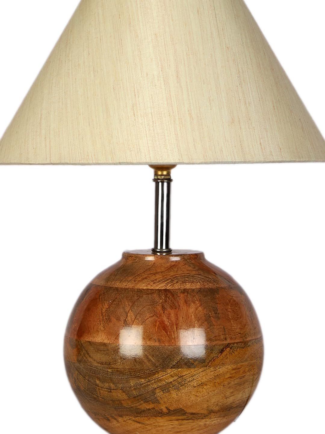 Off-White Cotton with Natural Wood Table Lamp