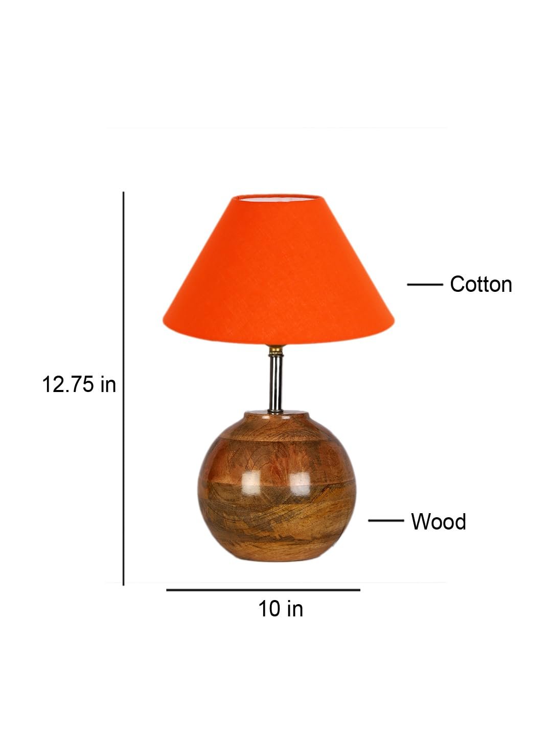 Orange Cotton with Natural Wood Table Lamp