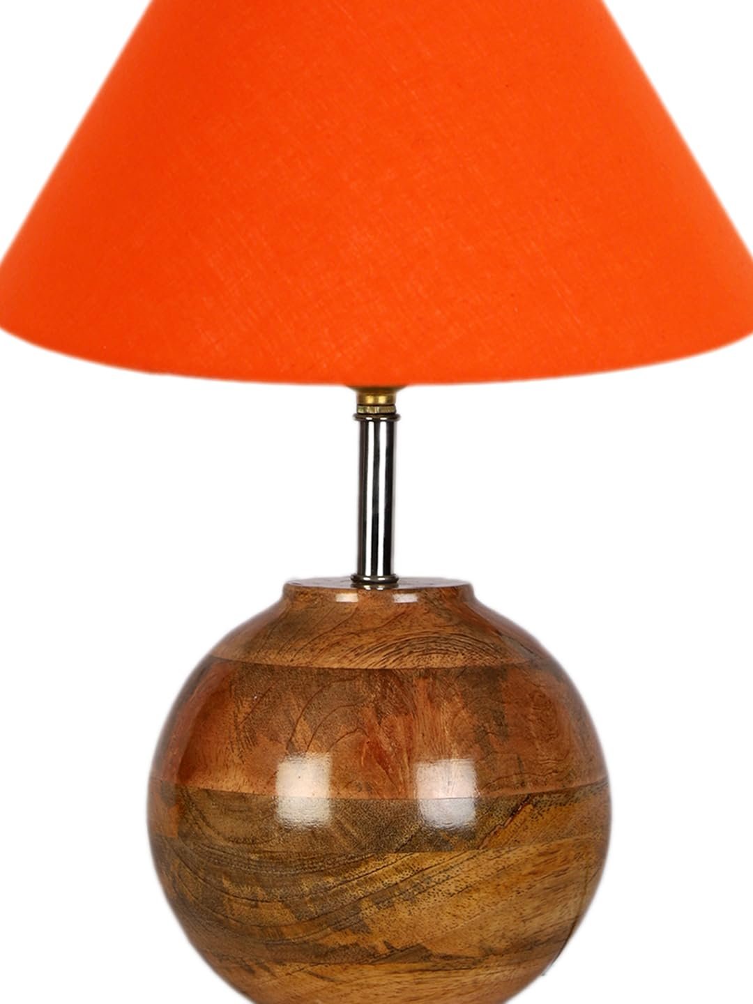 Orange Cotton with Natural Wood Table Lamp