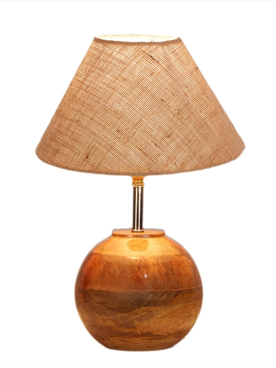 Beige Jute with Natural Wood Table Lamp