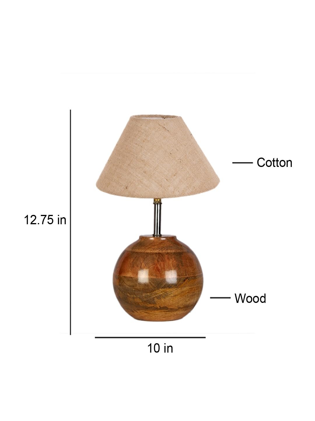 Beige Jute with Natural Wood Table Lamp