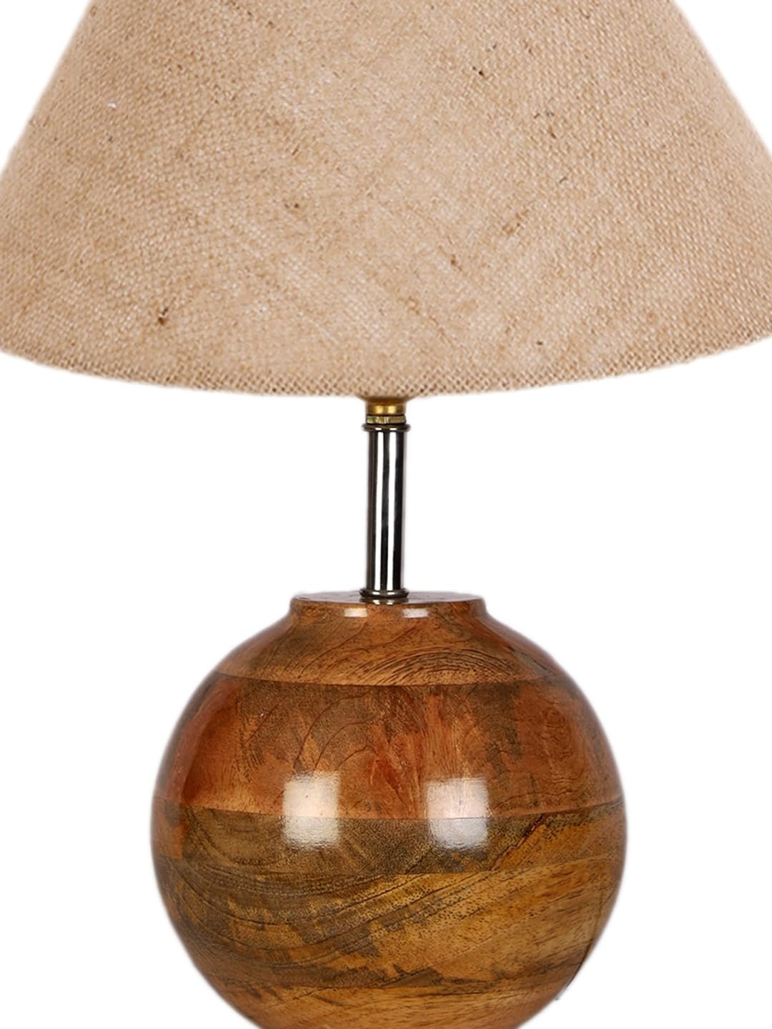 Beige Jute with Natural Wood Table Lamp
