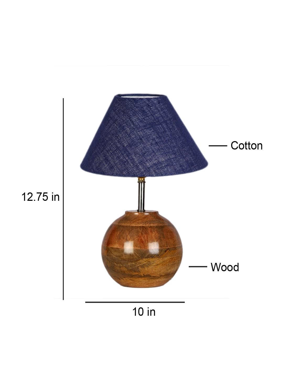 Blue Jute with Natural Wood Table Lamp
