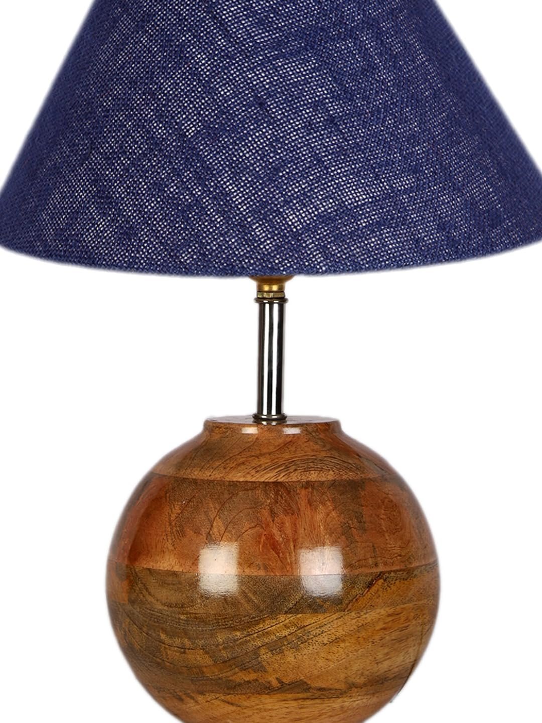Blue Jute with Natural Wood Table Lamp