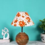 Multicolor Cotton with Natural Wood Table Lamp -2
