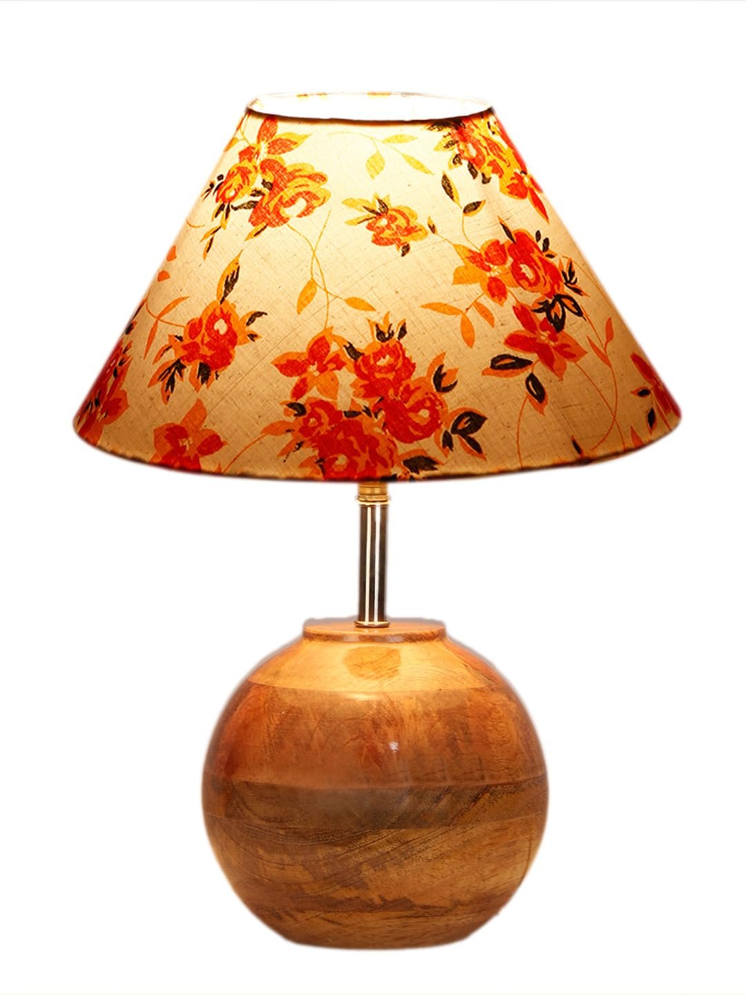 Multicolor Cotton with Natural Wood Table Lamp -2