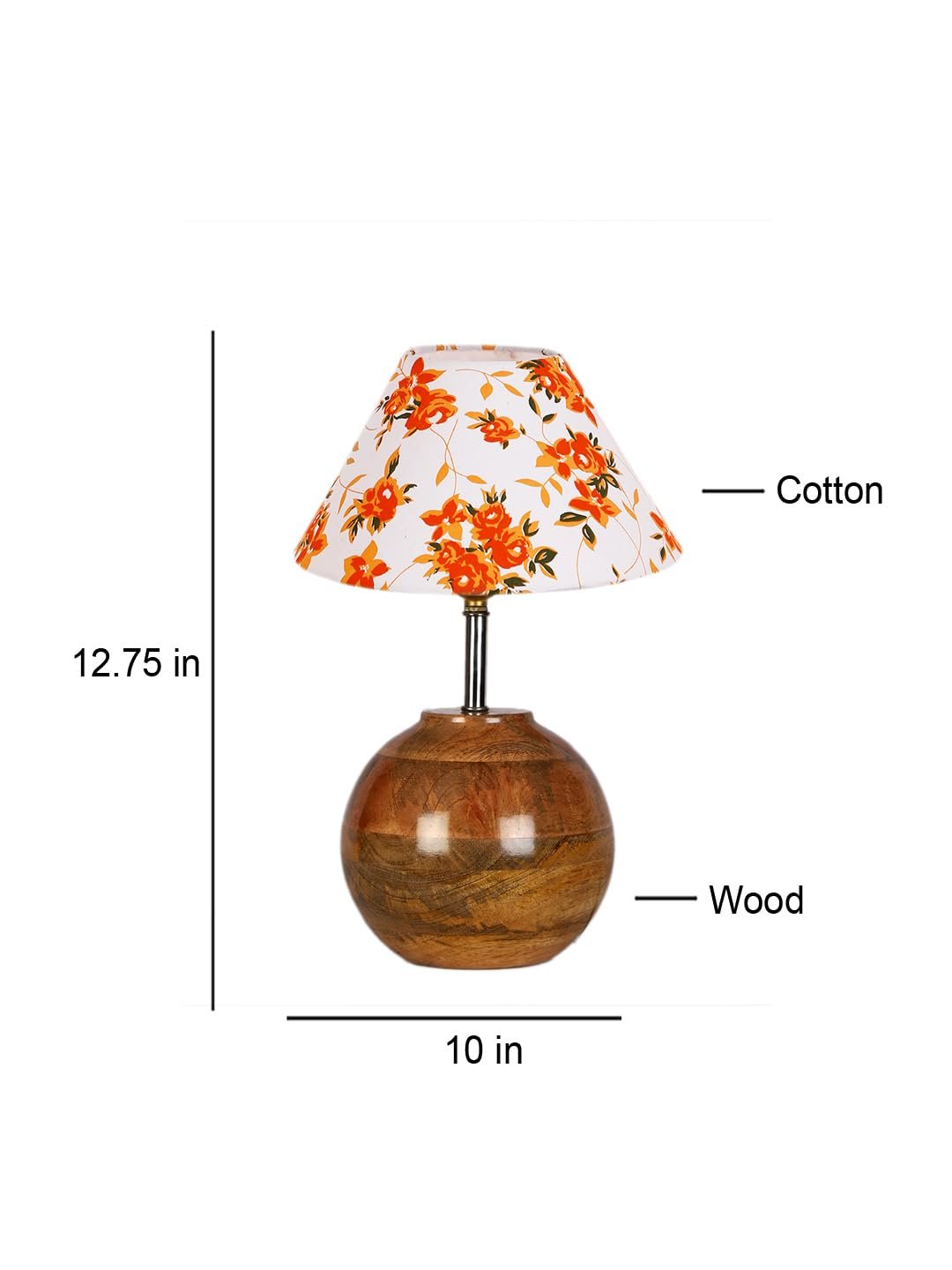 Multicolor Cotton with Natural Wood Table Lamp -2