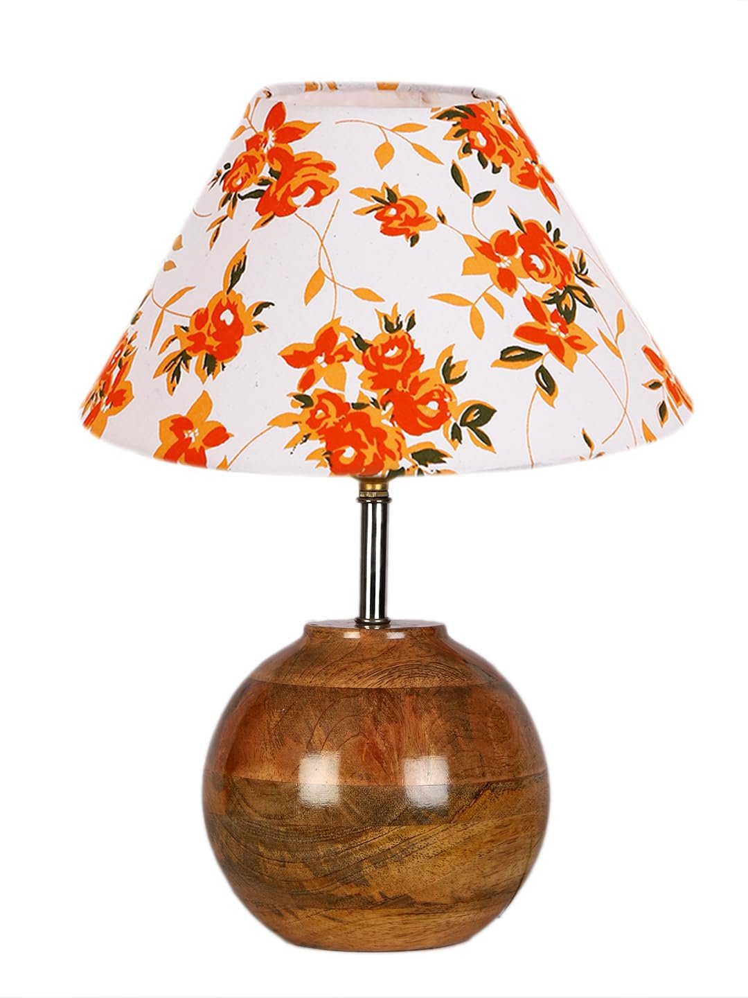Multicolor Cotton with Natural Wood Table Lamp -2