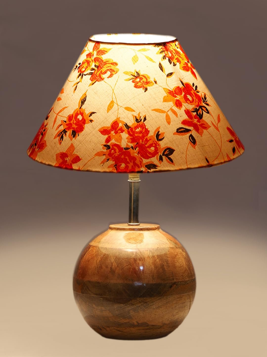 Multicolor Cotton with Natural Wood Table Lamp -2