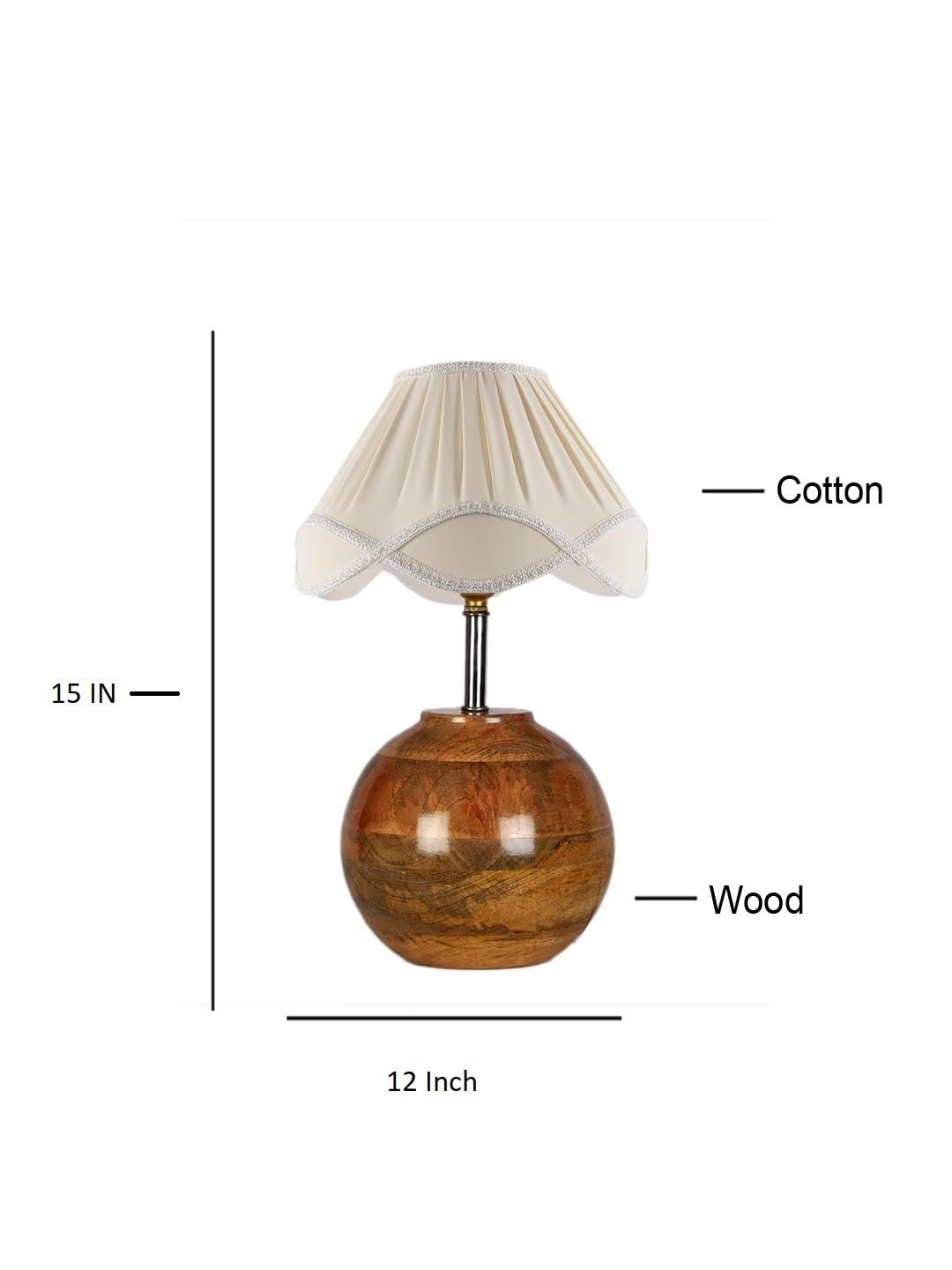 Vintage Cotton Off-White with Natural Wood Table Lamp