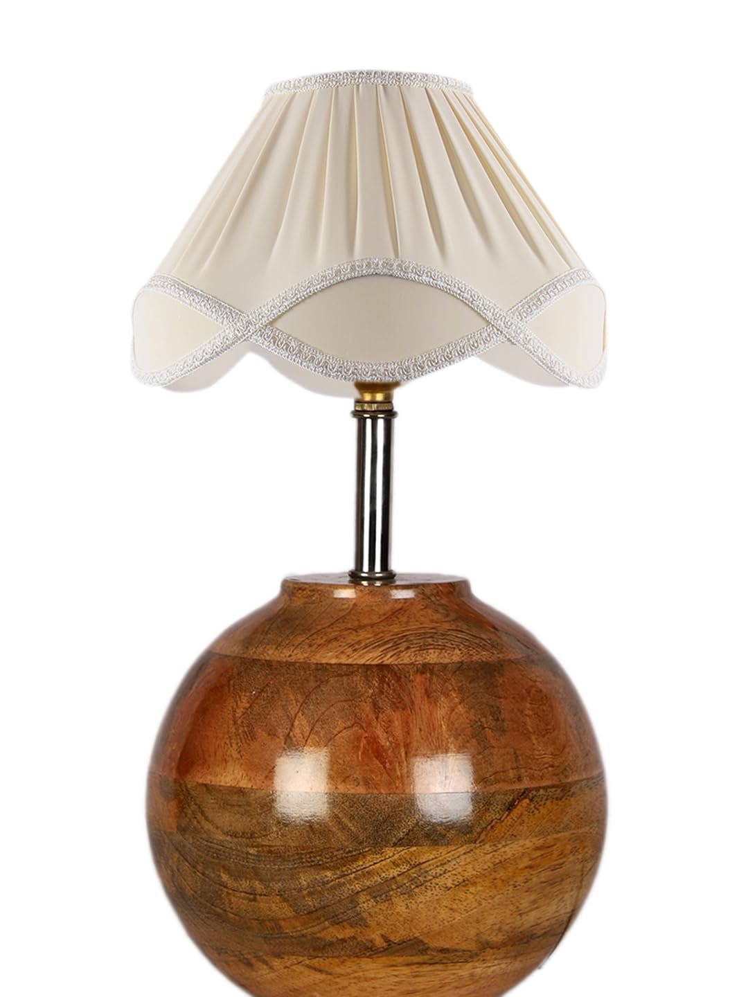 Vintage Cotton Off-White with Natural Wood Table Lamp