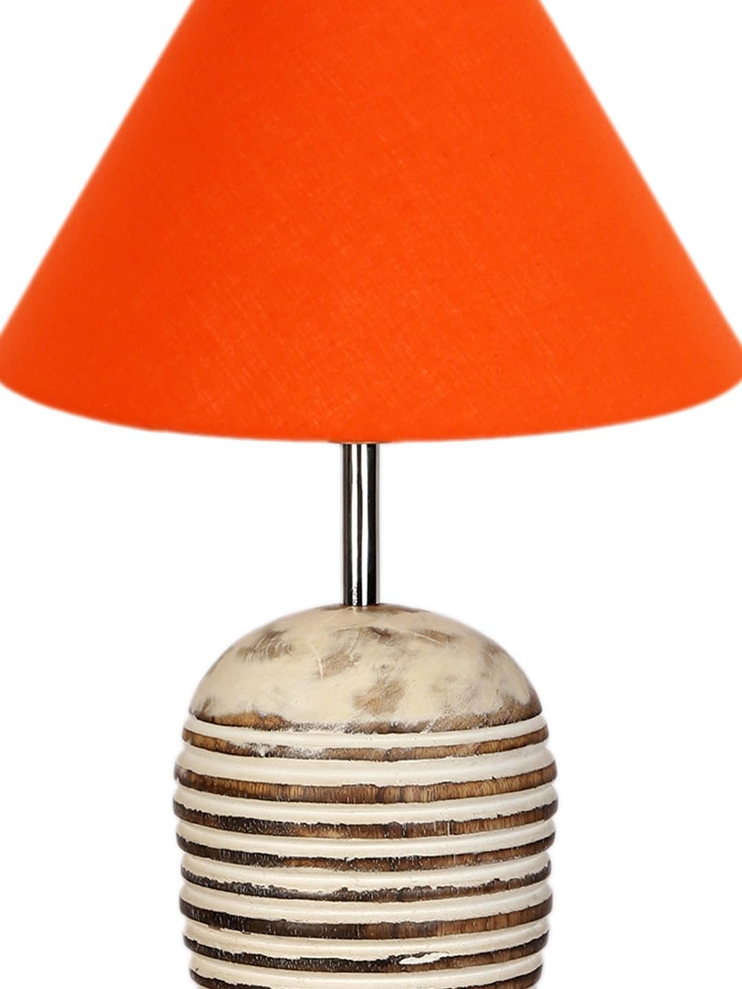 Orange Cotton with White Brushed Wood Table Lamp