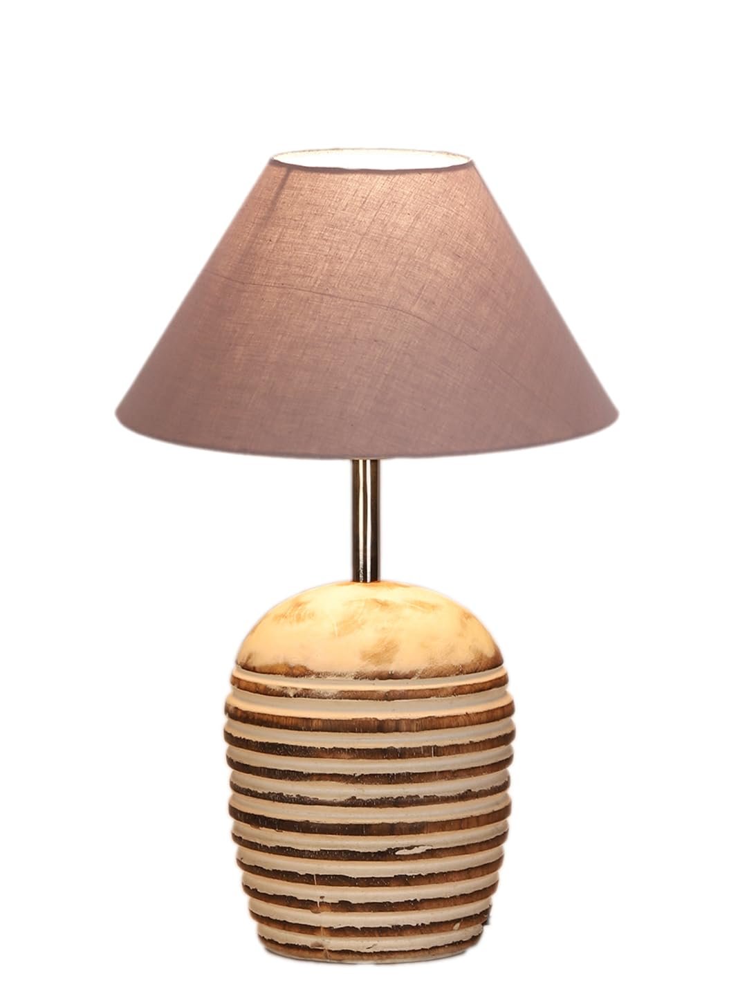 Grey Cotton with White Brushed Wood LED Table Lamp