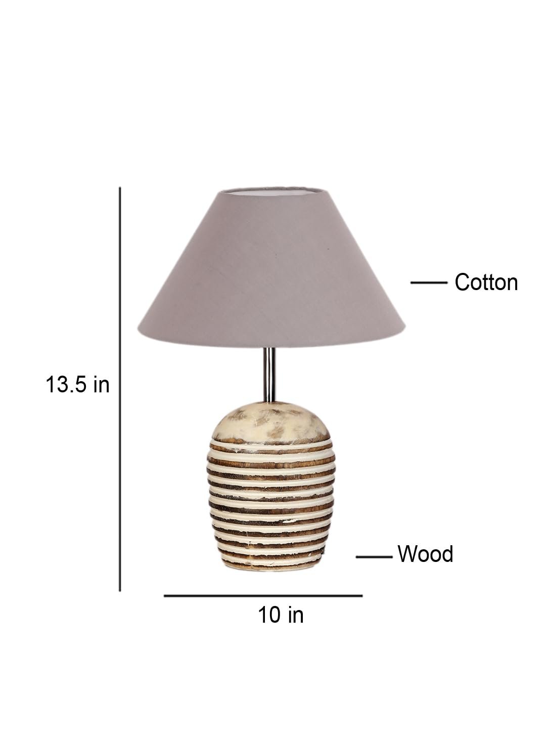Grey Cotton with White Brushed Wood LED Table Lamp