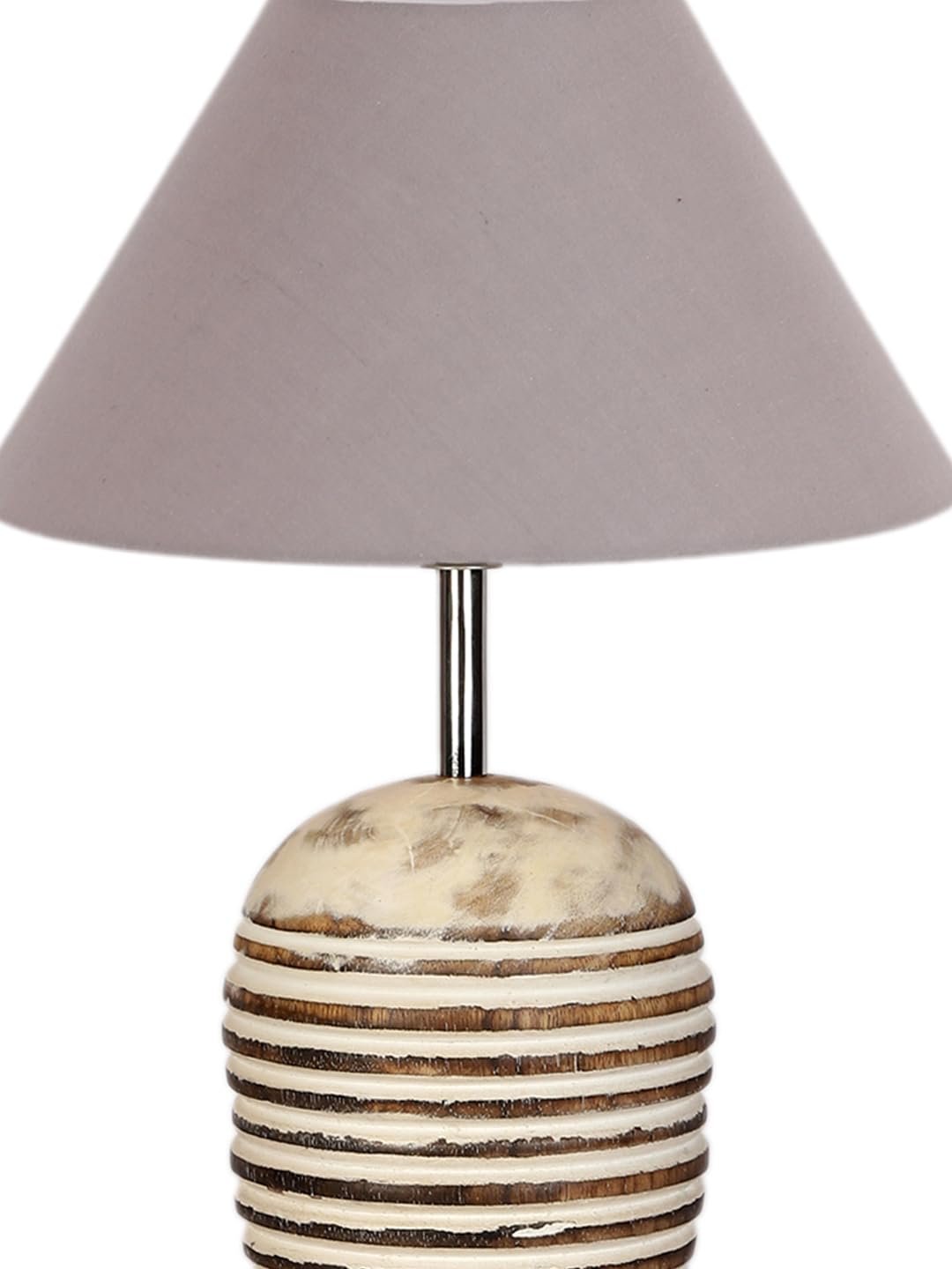 Grey Cotton with White Brushed Wood LED Table Lamp