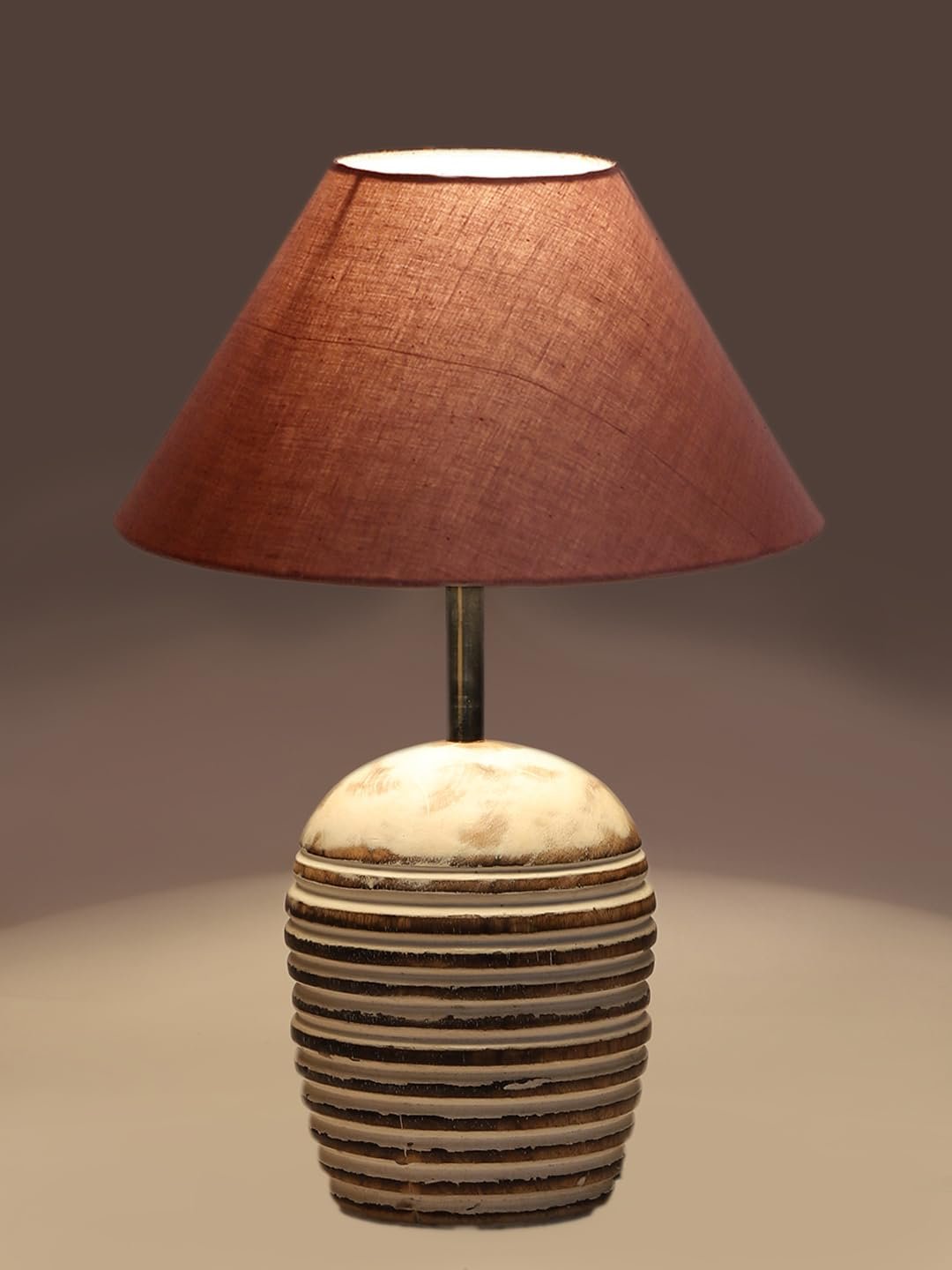 Grey Cotton with White Brushed Wood LED Table Lamp