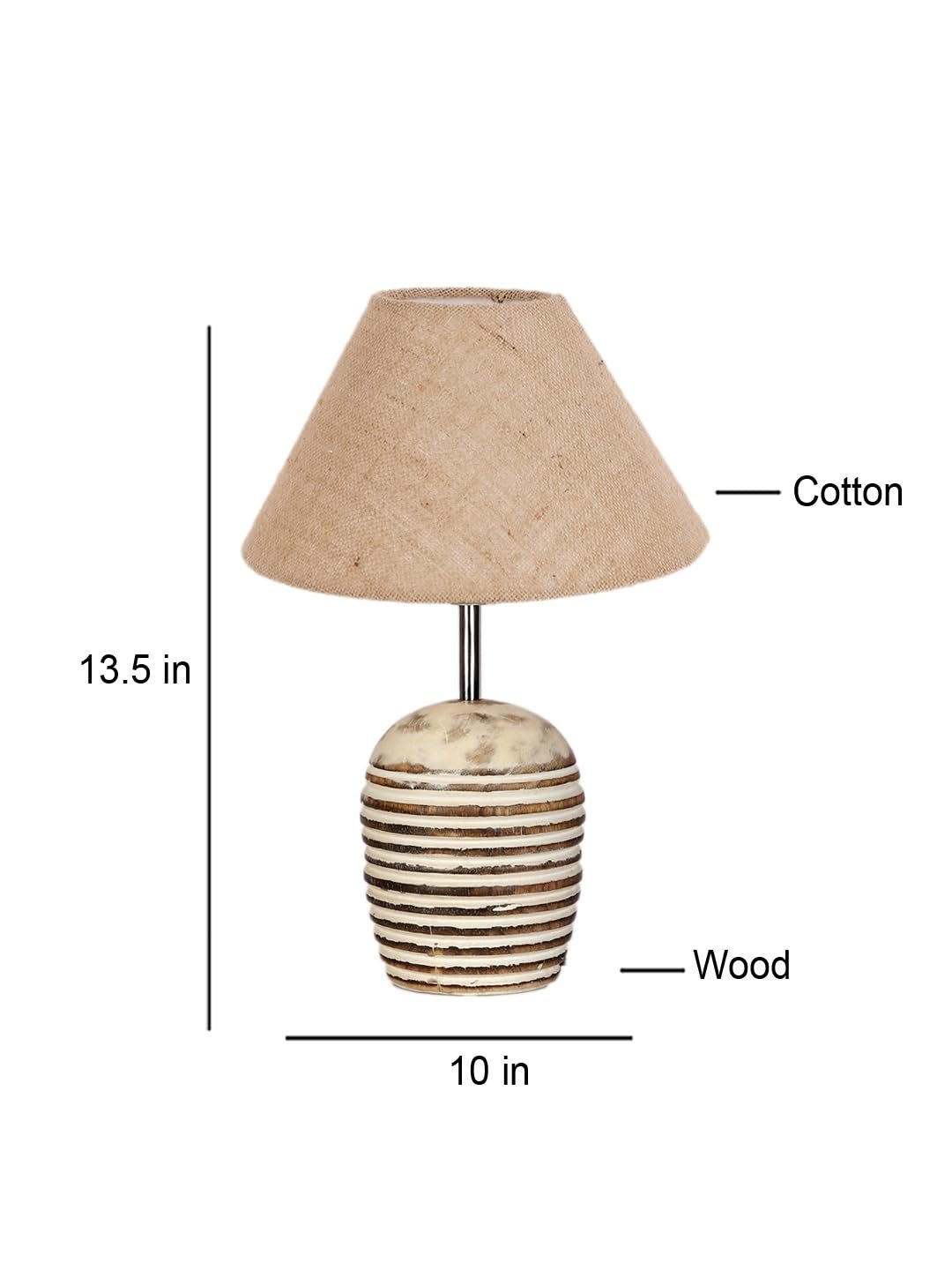 Beige Jute with White Brushed Wood Fluorescent Table Lamp