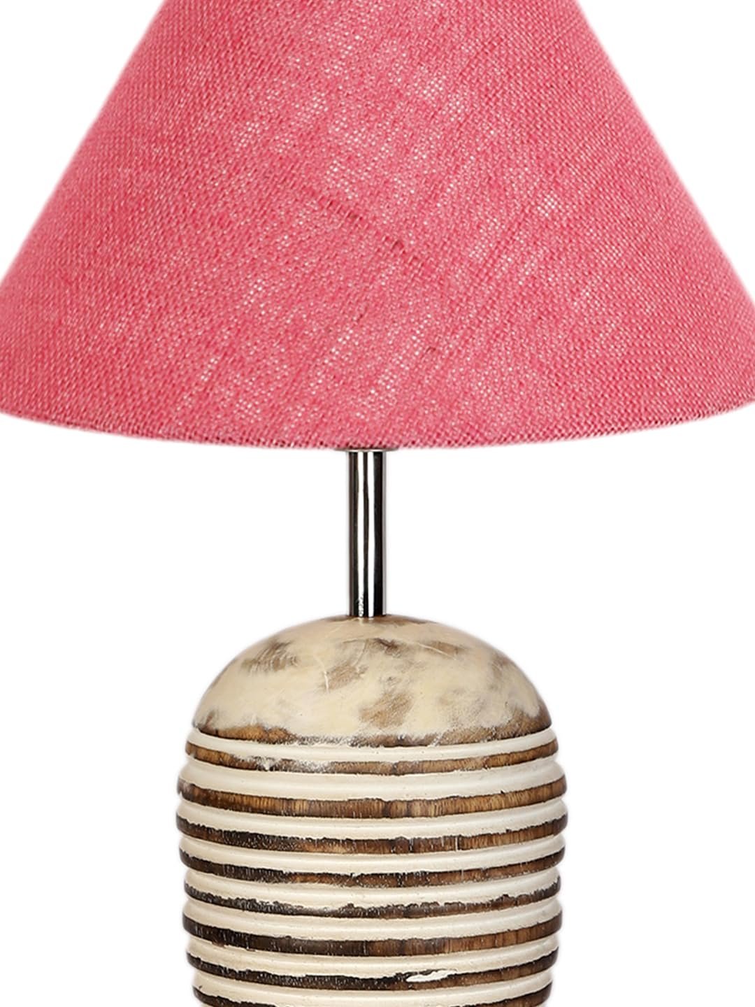 Pink Jute with White Brushed Wood Table Lamp