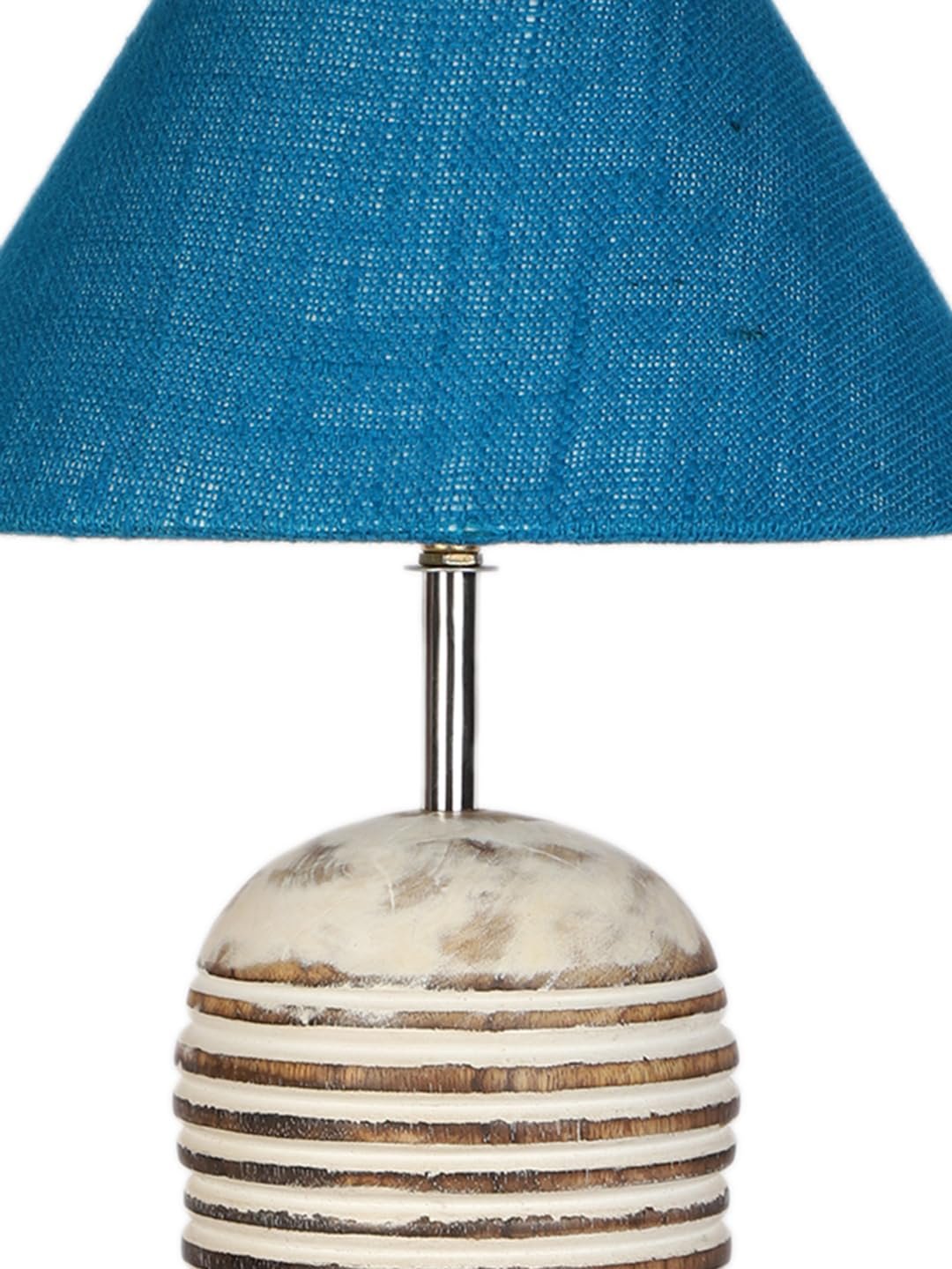 Turquoise Jute with White Brushed Wood Table Lamp
