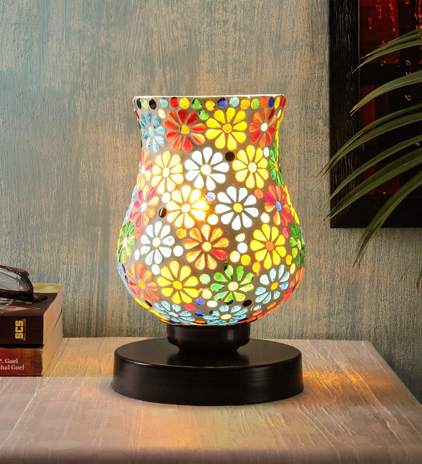 Multicolor Mosaic Glass Table Lamp (Medium, Multicolor)
