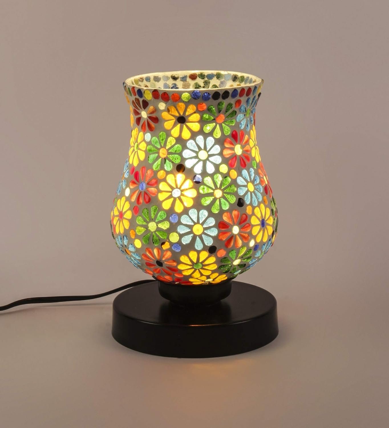 Multicolor Mosaic Glass Table Lamp (Medium, Multicolor)
