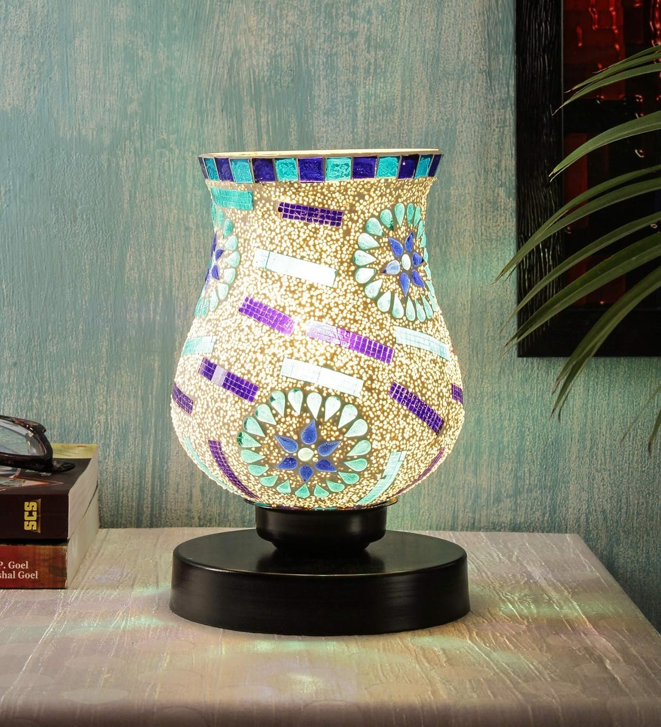 Multicolor Mosaic Glass Table Lamp (Medium, Multicolor)