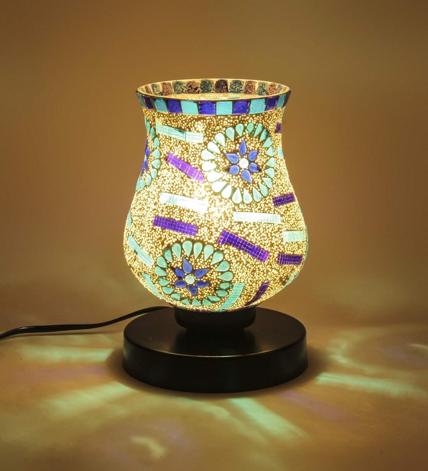 Multicolor Mosaic Glass Table Lamp (Medium, Multicolor)