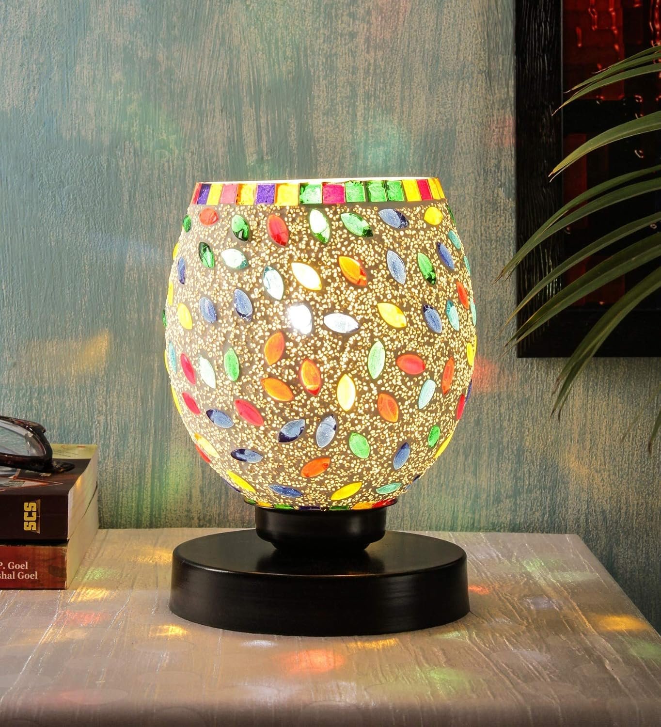 Multicolor Glass Mosaic Table Lamp (Medium, Multicolor)