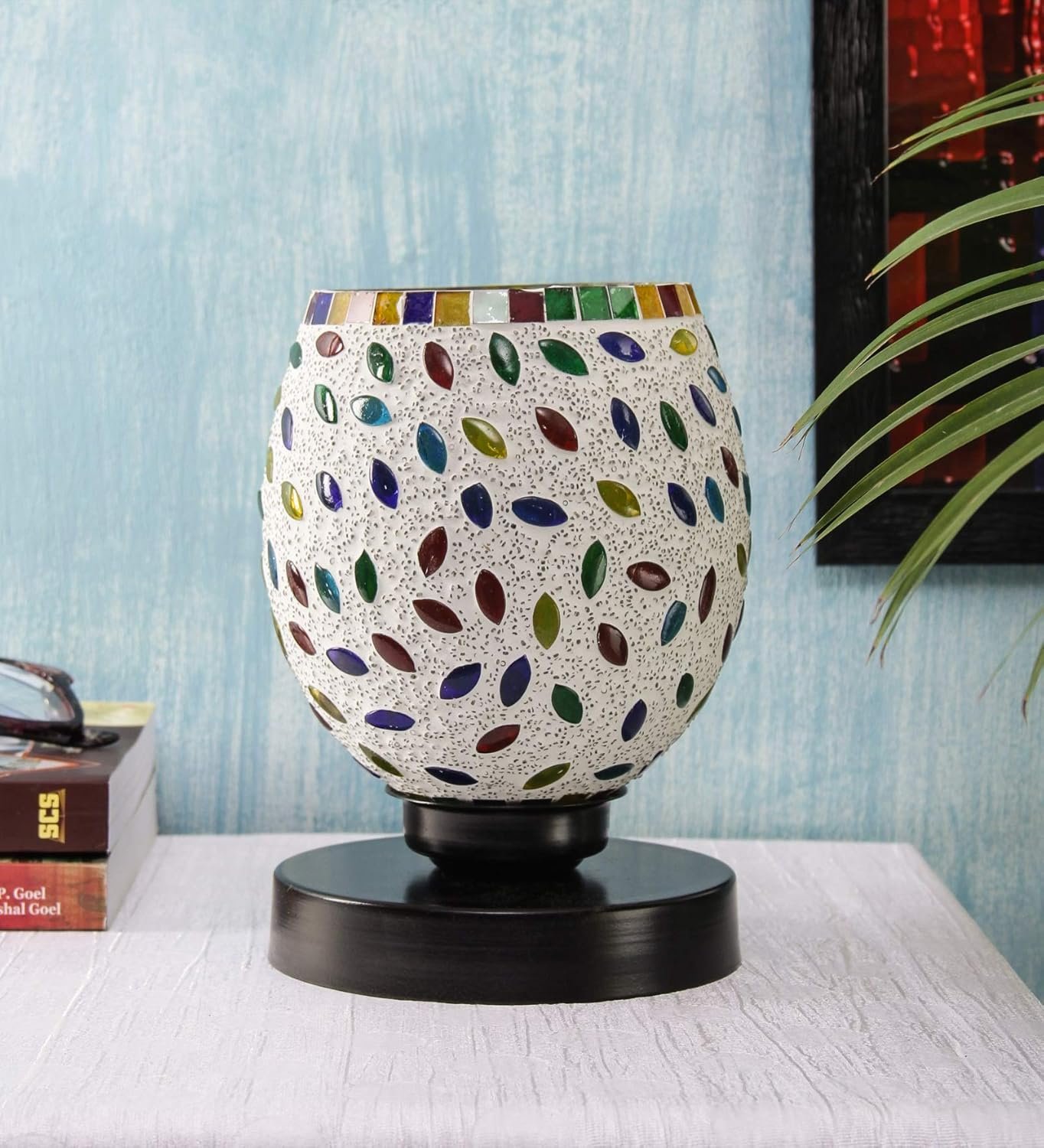 Multicolor Glass Mosaic Table Lamp (Medium, Multicolor)