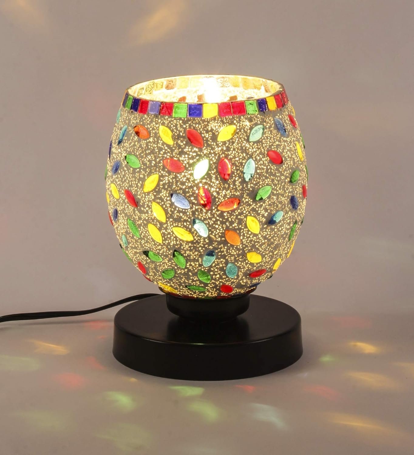 Multicolor Glass Mosaic Table Lamp (Medium, Multicolor)