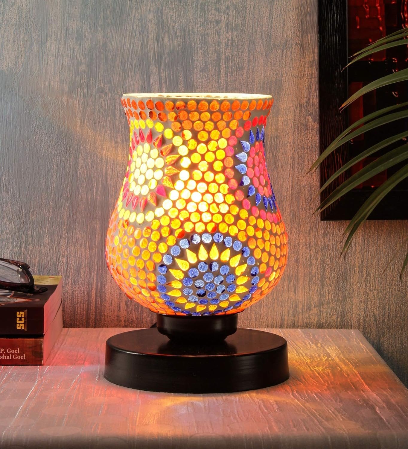 Multicolor Mosaic Glass Table Lamp (Medium, Multicolor)