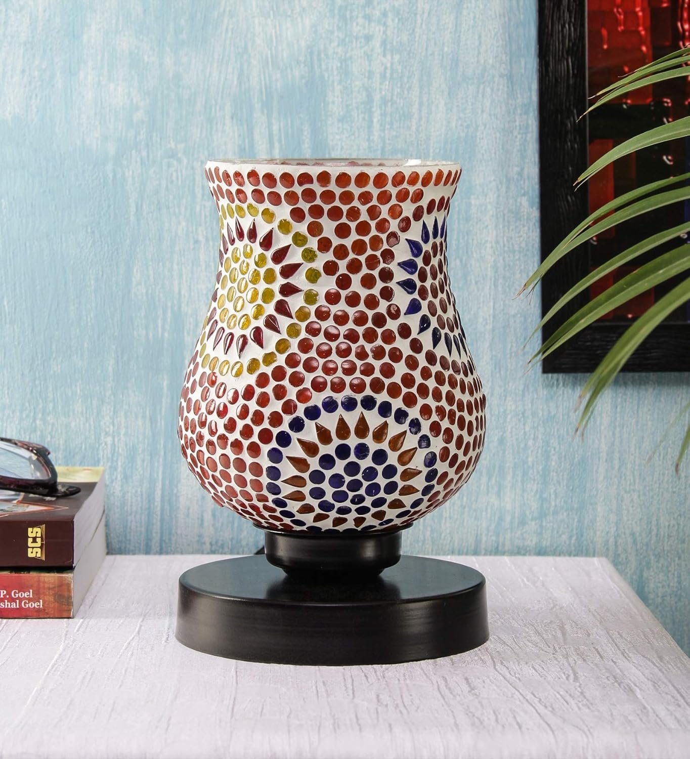 Multicolor Mosaic Glass Table Lamp (Medium, Multicolor)