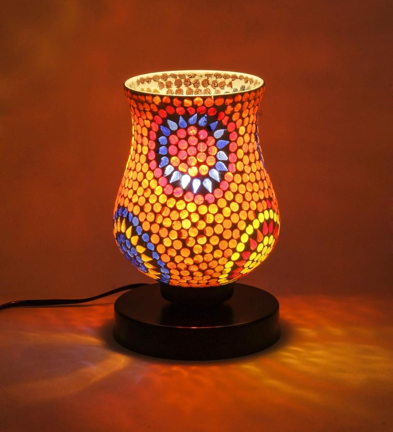Multicolor Mosaic Glass Table Lamp (Medium, Multicolor)