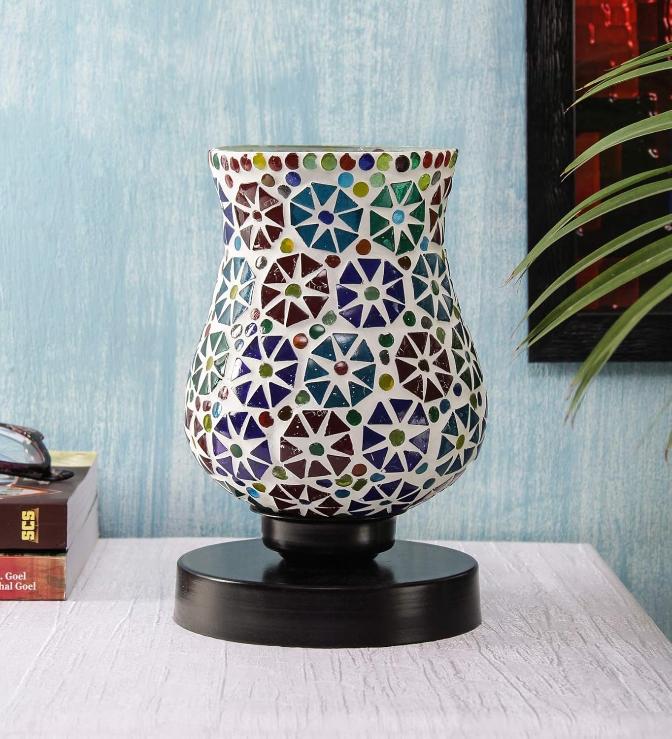 Multicolor Mosaic Glass Table Lamp (Medium, Multicolor)