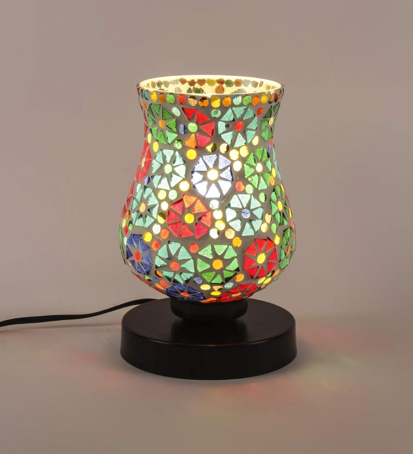 Multicolor Mosaic Glass Table Lamp (Medium, Multicolor)