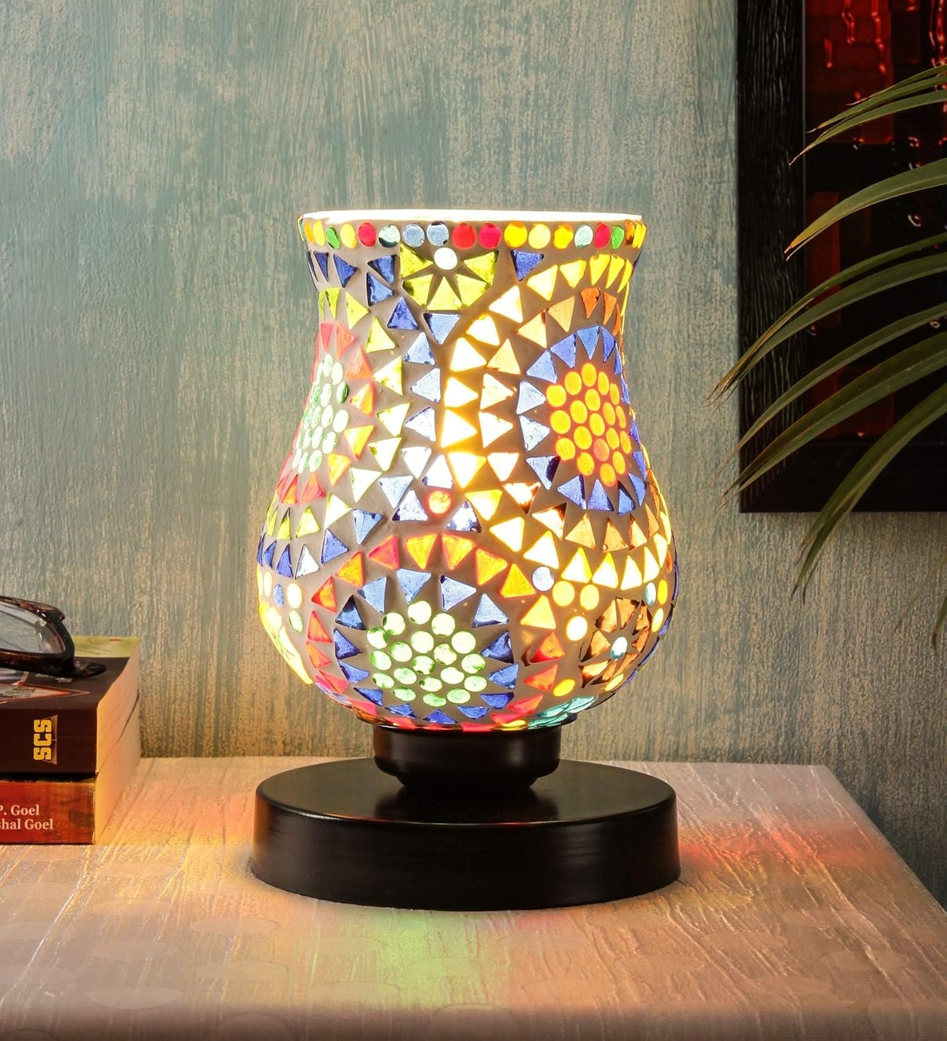 Multicolor Mosaic Glass Table Lamp (Medium, Multicolor)