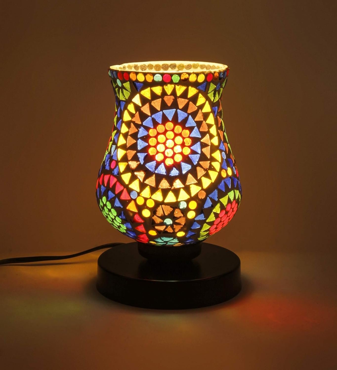 Multicolor Mosaic Glass Table Lamp (Medium, Multicolor)