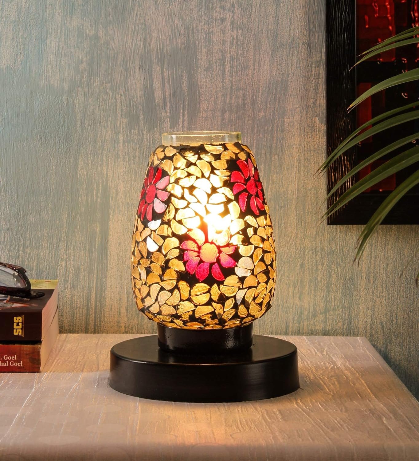 Multicolor Mosaic Glass Table Lamp (Small, Multicolor)