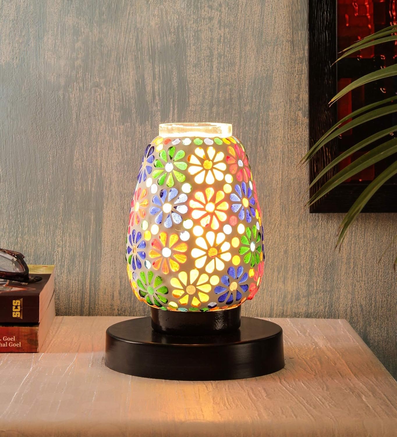 Multicolor Mosaic Glass Table Lamp (Small, Multicolor)