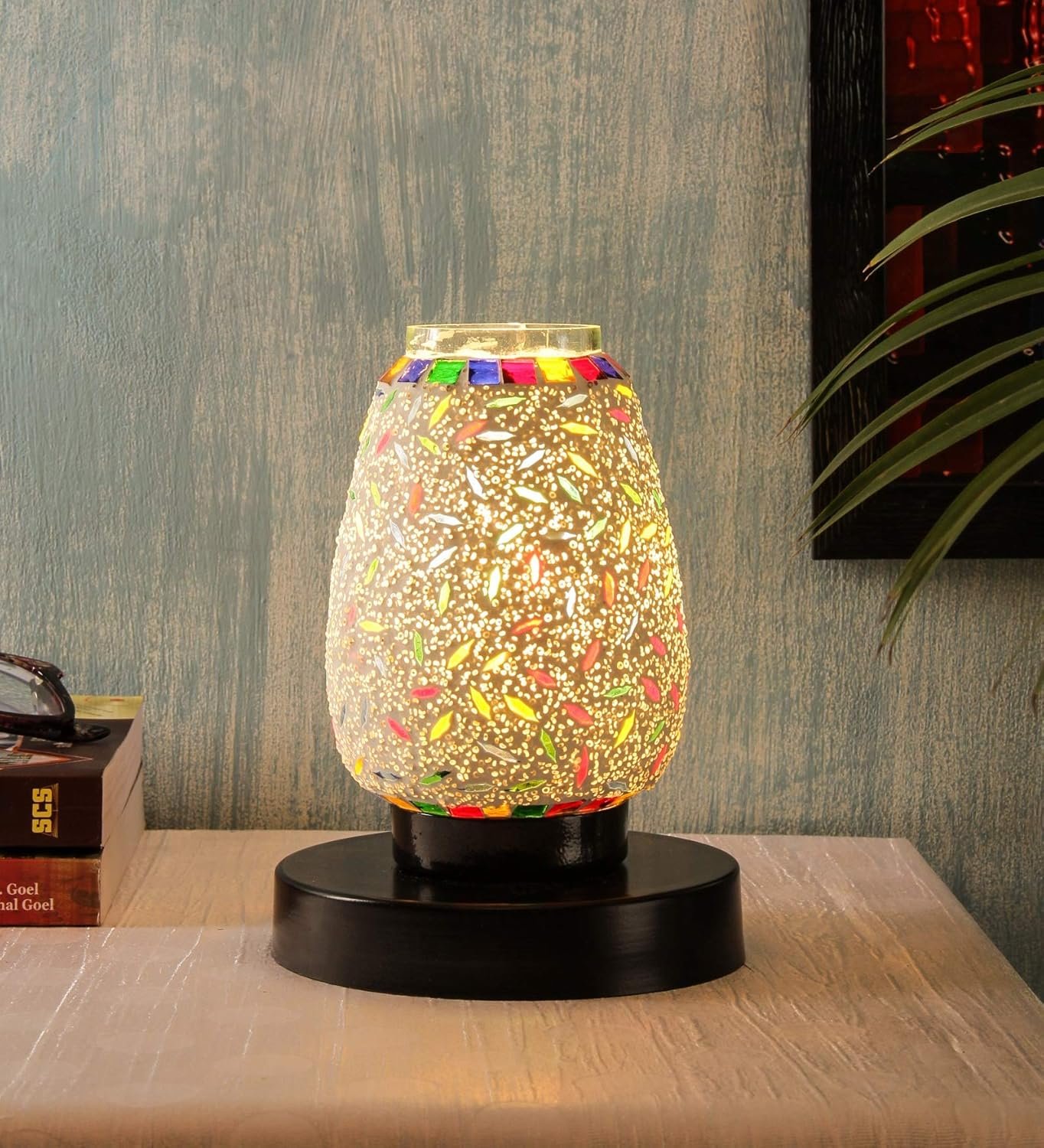 Multicolor Mosaic Glass Table Lamp (Small, Multicolor)