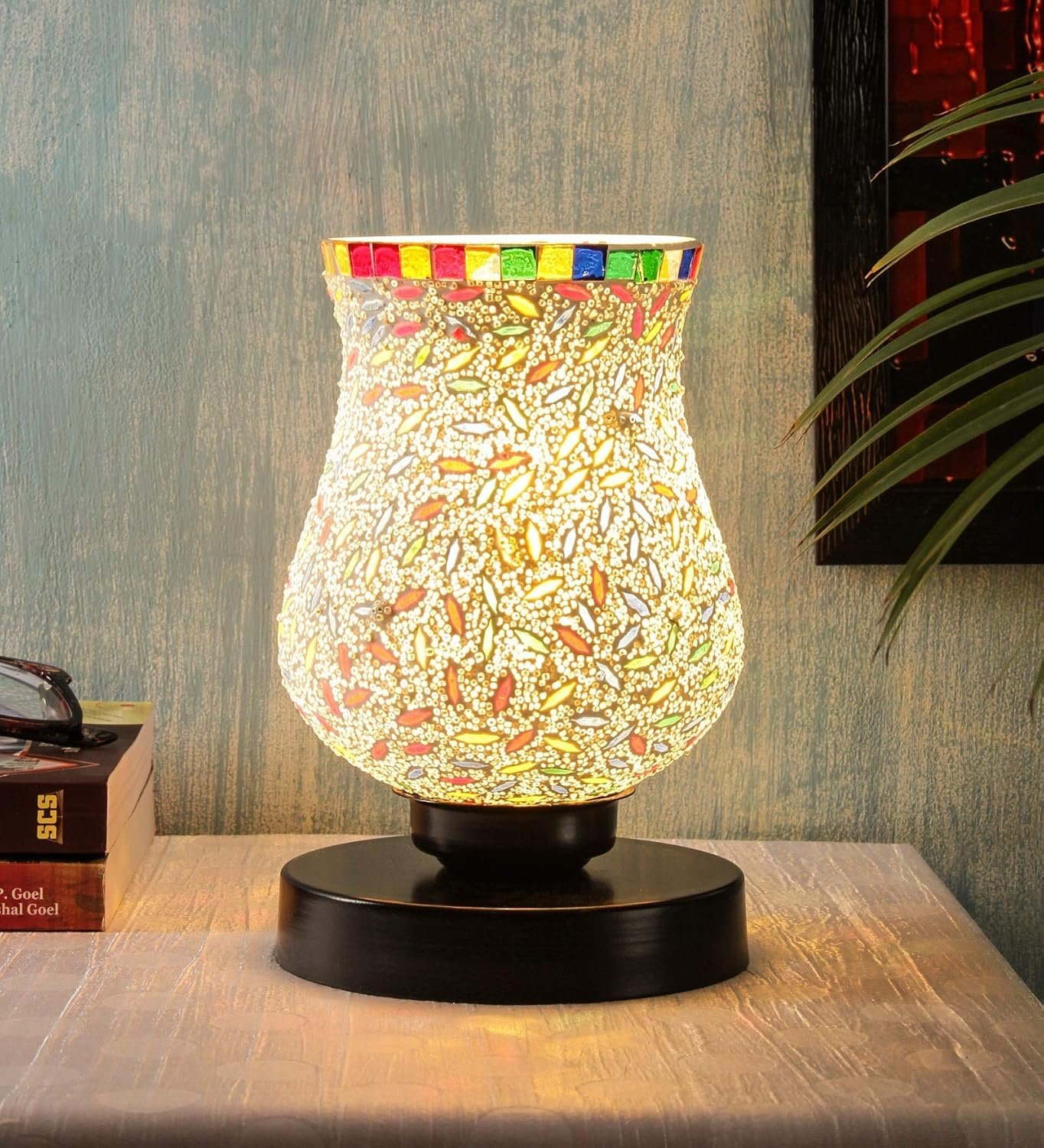 Multicolor Mosaic Glass Table Lamp (Medium, Multicolor)