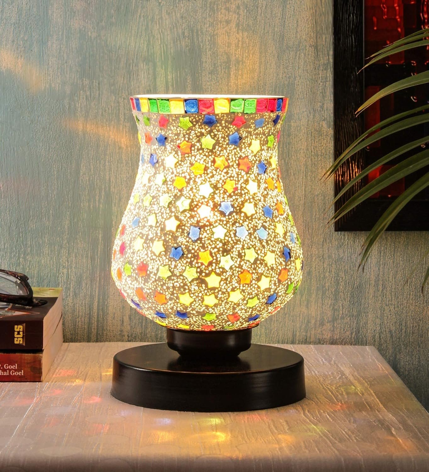Multicolor Mosaic Glass Table Lamp (Medium, Multicolor)