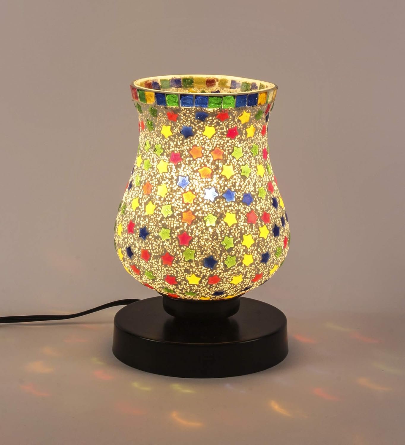 Multicolor Mosaic Glass Table Lamp (Medium, Multicolor)