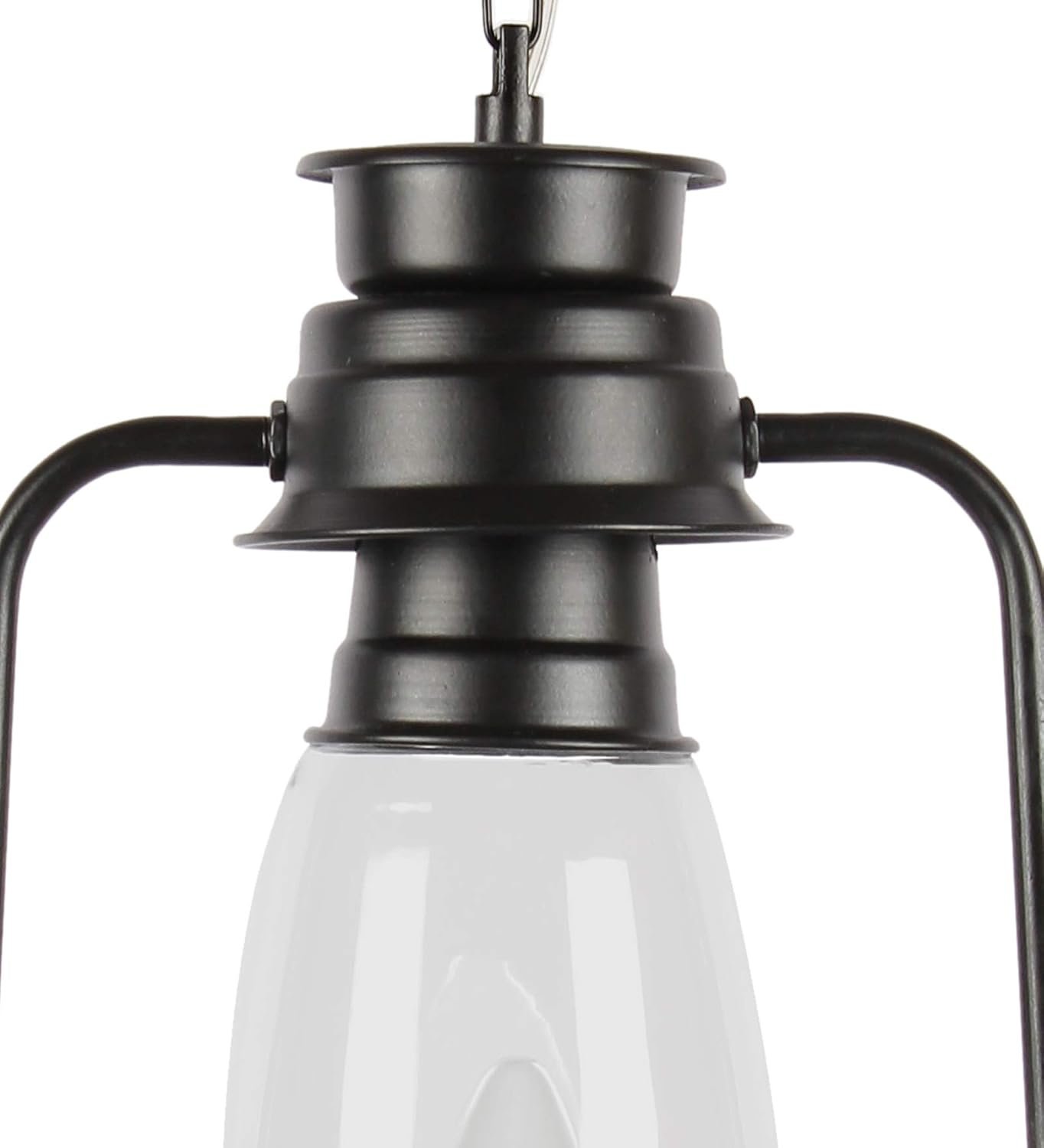 Black Clear Glass Lantern Hanging (Black)