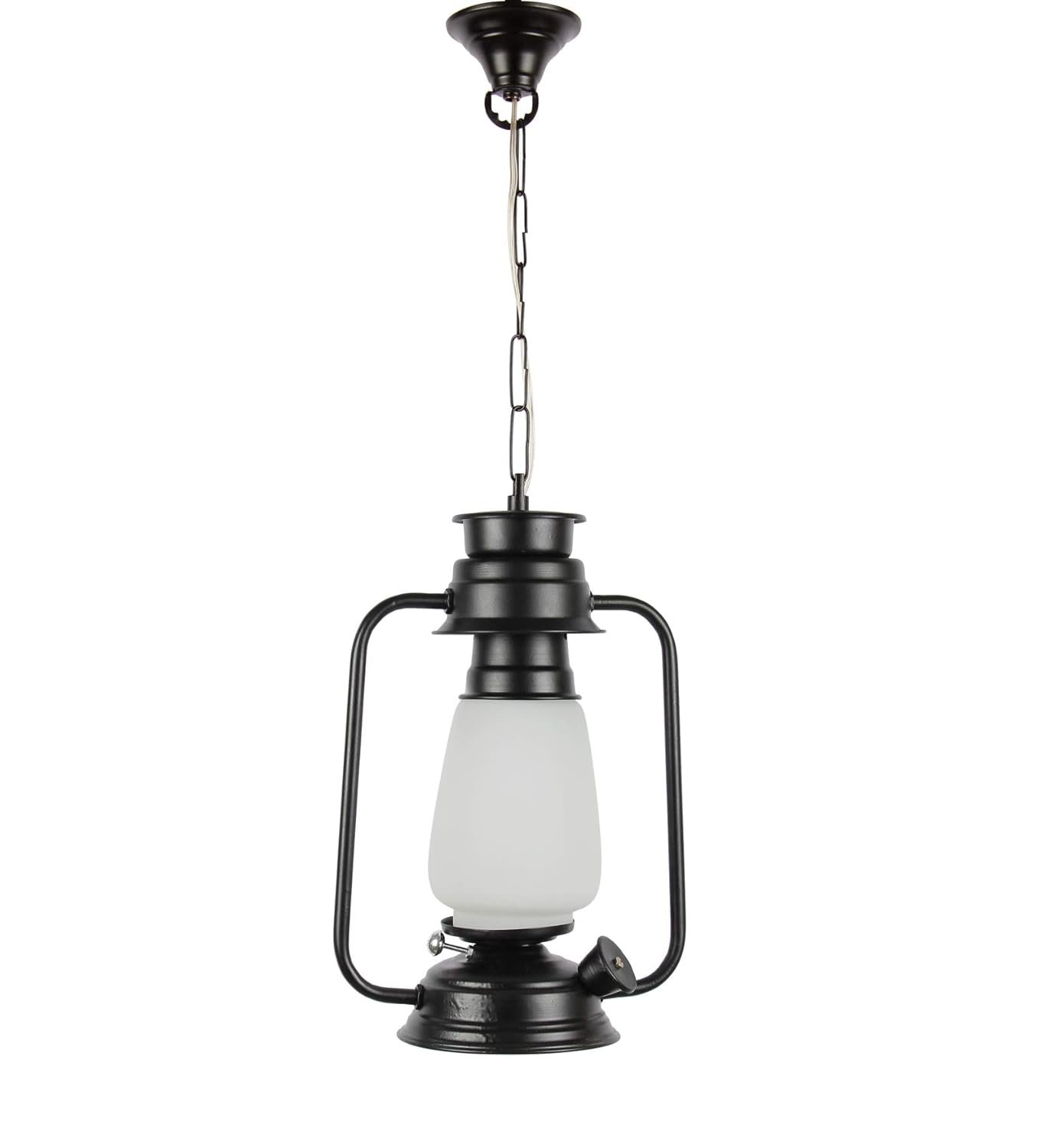Black Milky Glass Lantern Hanging (Black,Milky)