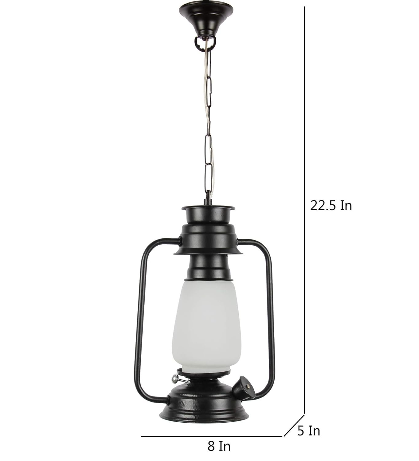 Black Milky Glass Lantern Hanging (Black,Milky)