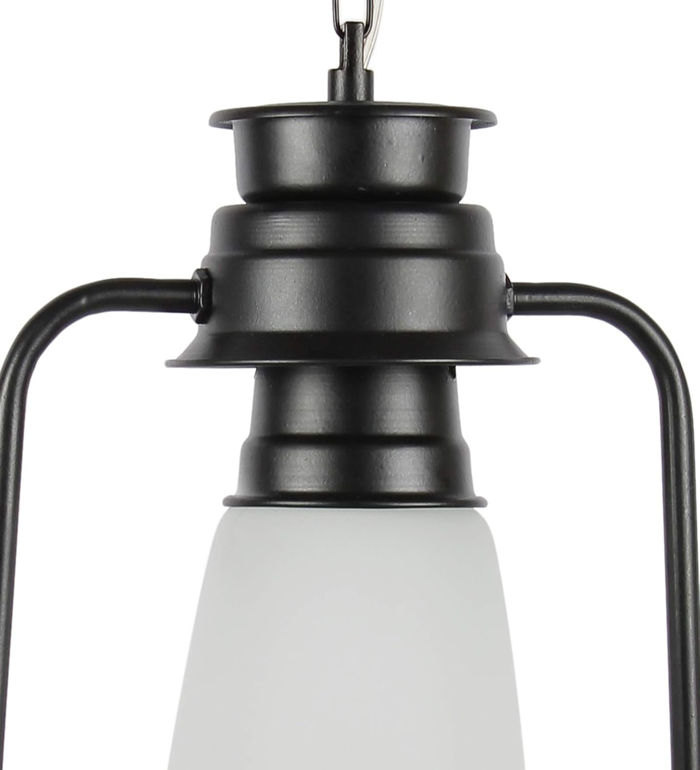 Black Milky Glass Lantern Hanging (Black,Milky)