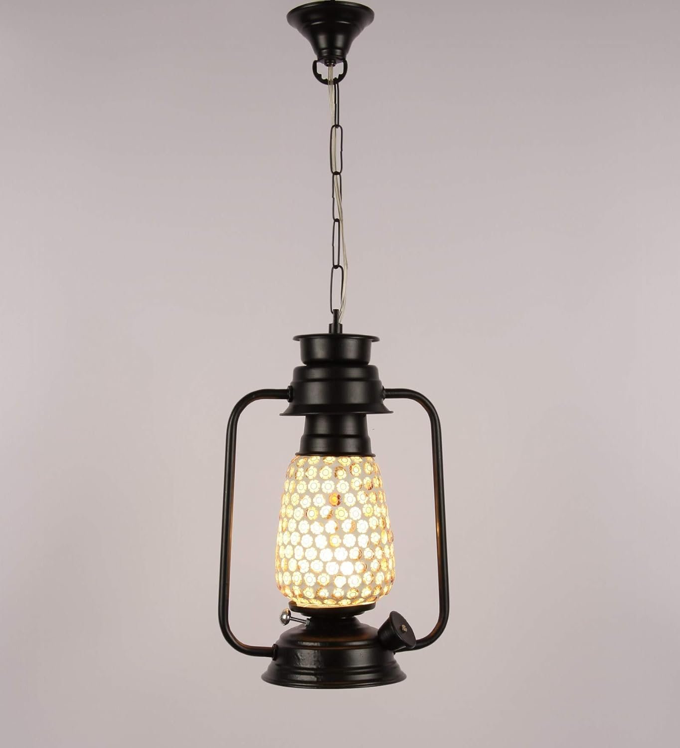 Mosiac Glass Lantern Hanging (Multicolour)