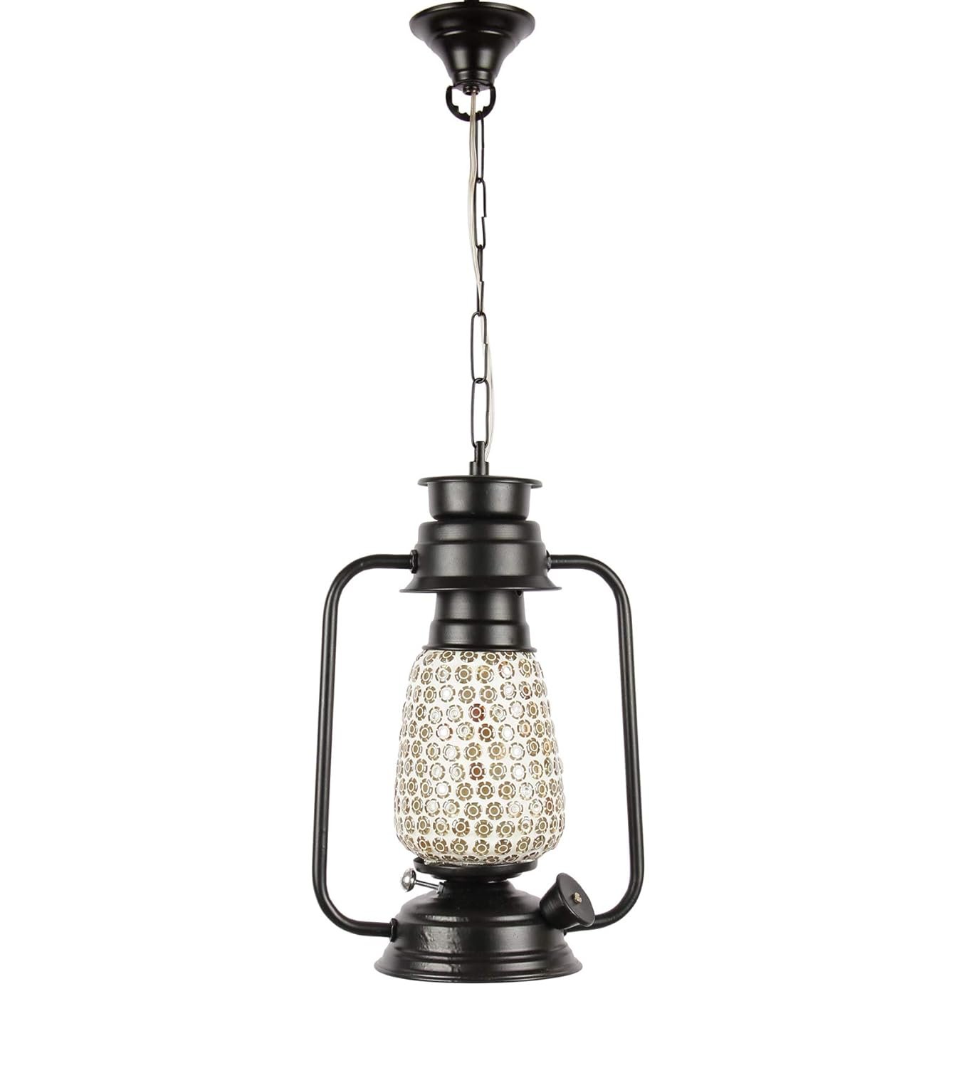 Mosiac Glass Lantern Hanging (Multicolour)