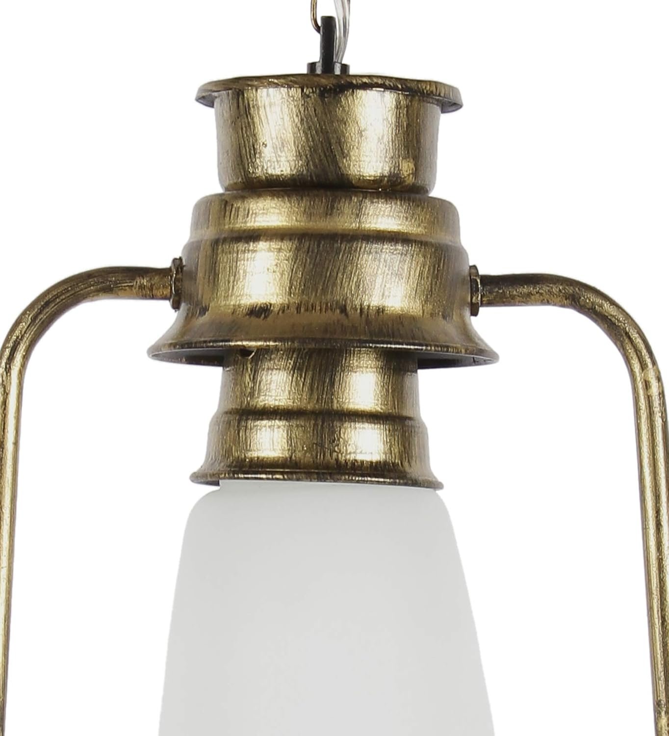 Golden Milky Glass Lantern Hanging (White)